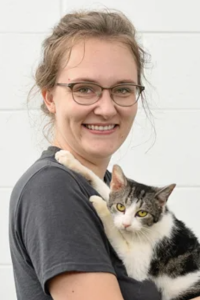 Emory Groeneveld with a cat