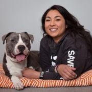 Alyss Tsukayama with a dog