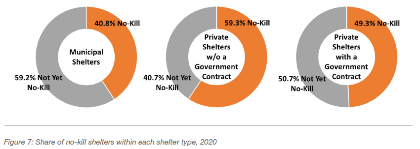 Share of no-kill shelters within each shelter type, 2020
