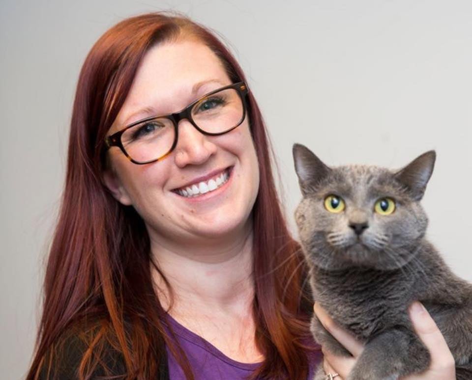 Tiffany Deaton with gray cat