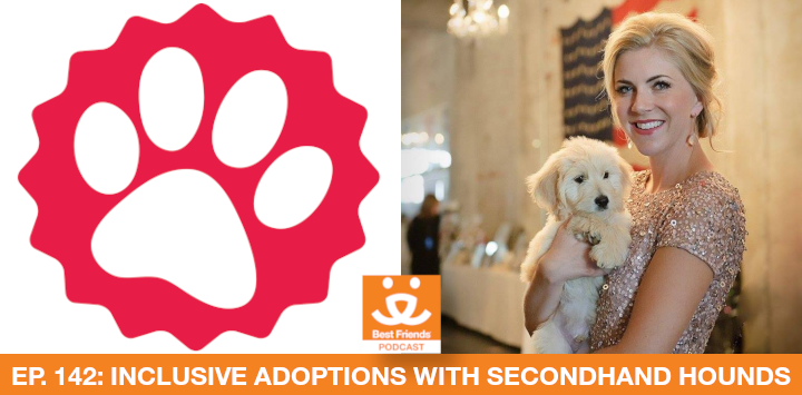 Picture of Rachel Mairose executive director of secondhand hounds and the logo for secondhand hounds